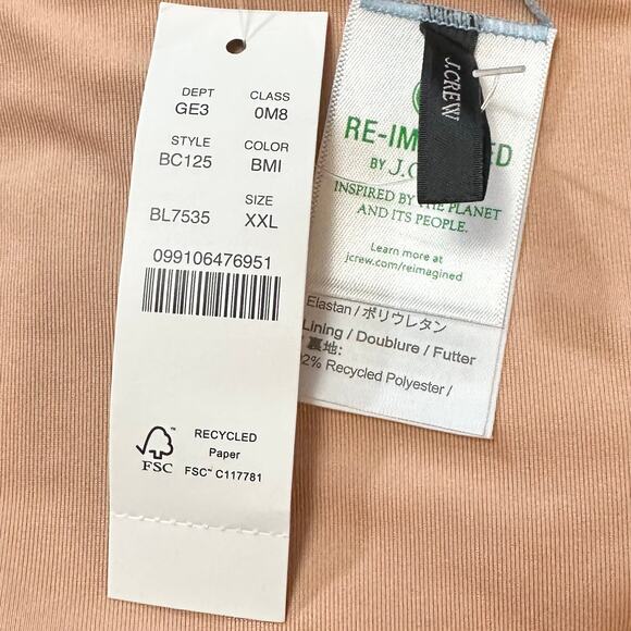 2/$15 NWT J. Crew Curved-Waist Cheeky Bikini Bottom Light Blue High-Cut Size 2XL - Picture 6 of 8